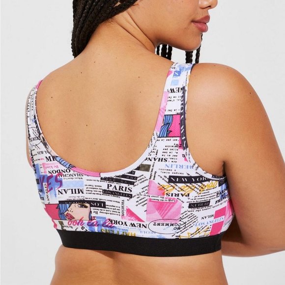 ❤️NWT VINTAGE TORRID SCOOP BRALETTE / SPORTS BRA - NEWSPAPER PRINT - PLUS SIZE - Picture 3 of 10